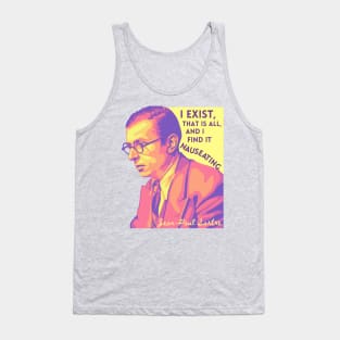 Jean-Paul Sartre Portrait and Quote Tank Top